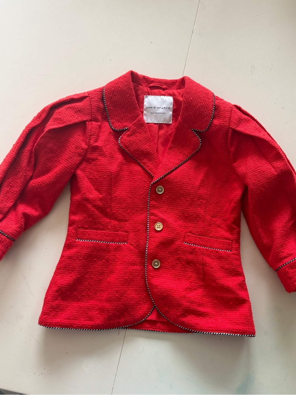 Janie and Jack Red Tweed Blazer Jacket Size 7